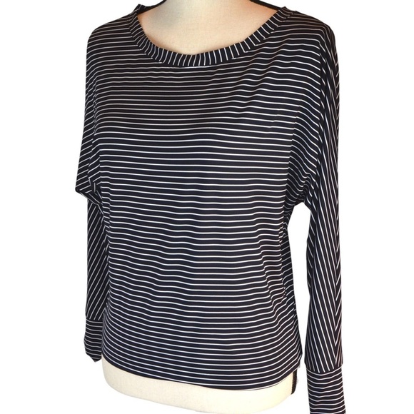 Lou & Grey FORM‎ Slinky Dolman Sleeve Striped Loose Fit Pullover Top, Size XS - Picture 1 of 9